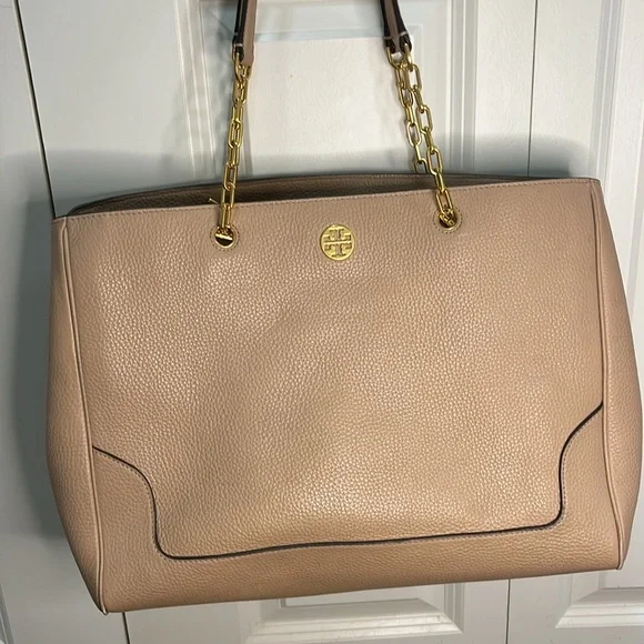 Tory Burch Carter Tote Nude Pink Pebbled Leather - Picture 3 of 10